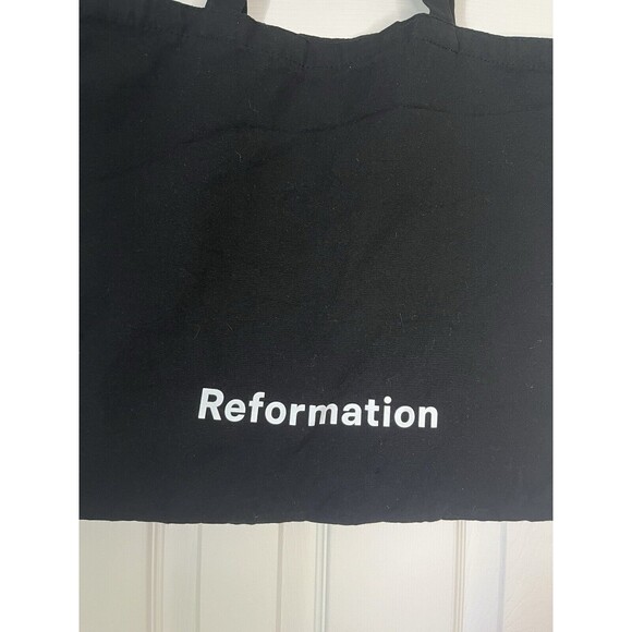 Reformation Black Canvas Medium Size Tote Bag Chic Logo - Picture 2 of 2